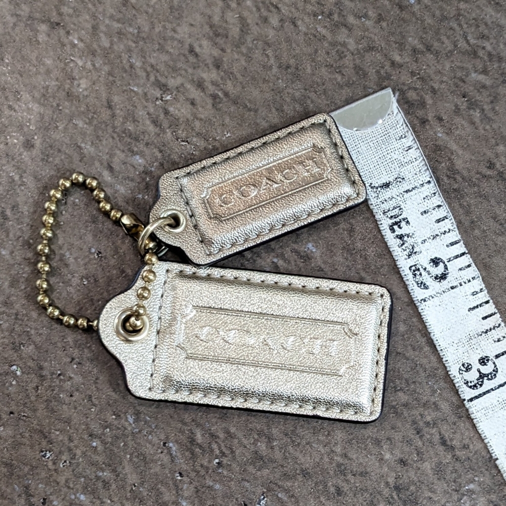 Coach Bag Charm Golden Set Of 2 Large And Small Brass Tone Chain - Picture 4 of 8
